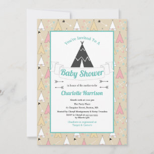 Invitation Baby shower de Teepees & Flèches Pastel de Bohême