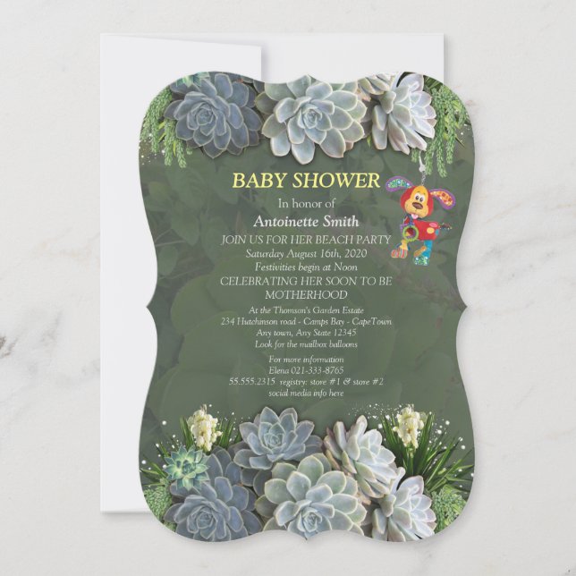 Invitation Baby shower de teintes succulentes de blues pâles (Devant)