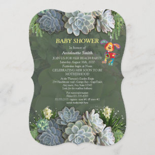 Invitation Baby shower de teintes succulentes de blues pâles
