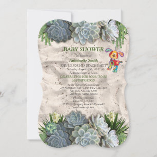 Invitation Baby shower de teintes succulentes de blues pâles