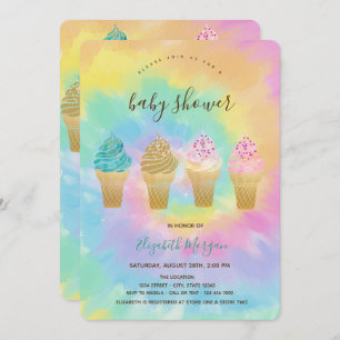 Invitation Baby shower de teinture à tarte colorée cool Crème