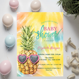 Invitation Baby shower de teinture tropicale à l'ananas cool