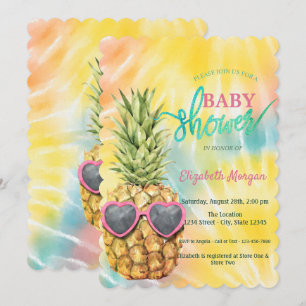 Invitation Baby shower de teinture tropicale à l'ananas cool