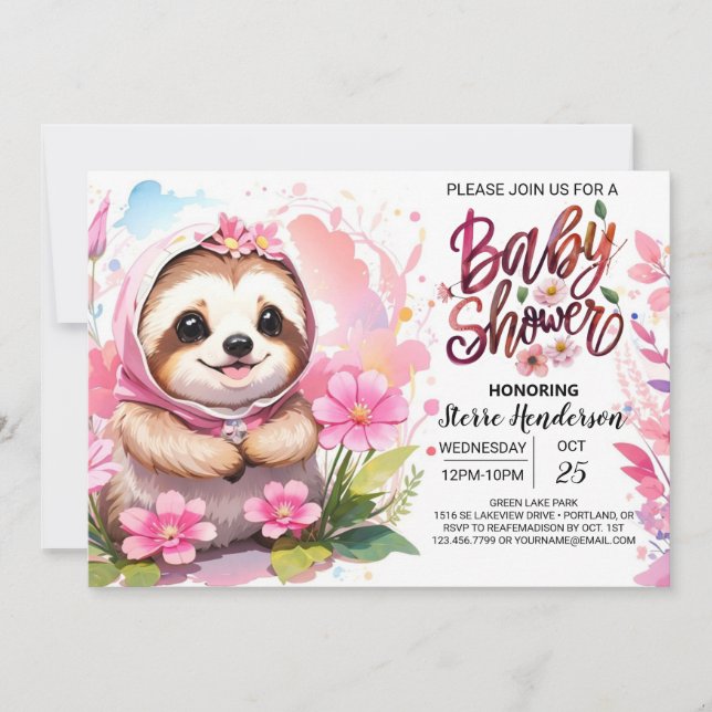 Invitation Baby shower de tendreté rose (Devant)
