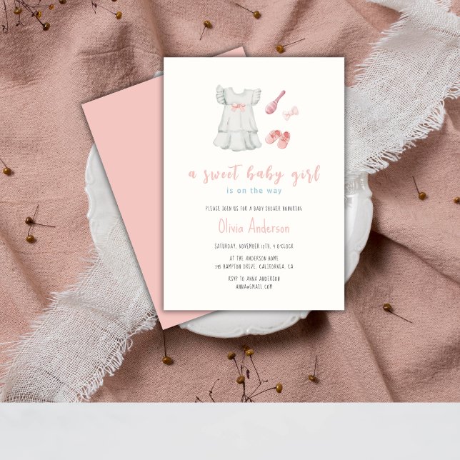 Invitation Baby shower de tenue pour filles Boho (Boho Girl Outfit Baby Shower Invitation)