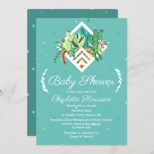 Invitation Baby shower de terrarium de Cactus pour succulents