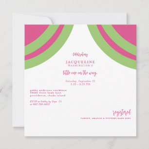 Invitation Baby shower de texte rose chaud et rose vert