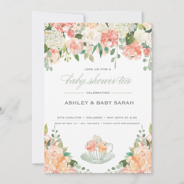 Invitation Baby shower de thé (Devant)