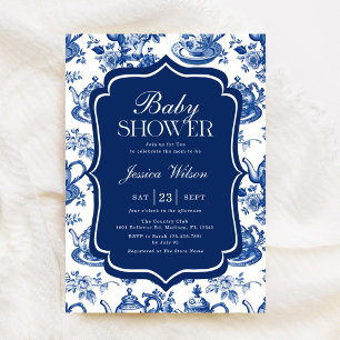 Invitation Baby shower de thé Blue Chinoiserie