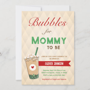 Invitation Baby shower de thé bulle café coréen Kpop Boba