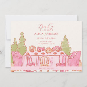 Invitation Baby shower de thé pastel rose féminin