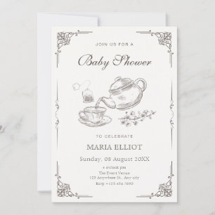 Invitation baby shower de thé vintage