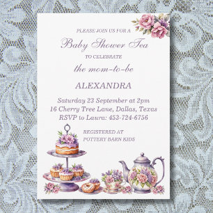 Invitation Baby shower de thé Whimsical Lilac Floral Rose