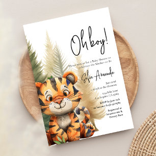 Invitation Baby shower de tigre animal mignon de Woodland