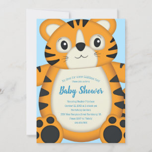 Invitation Baby shower de tigre bleu