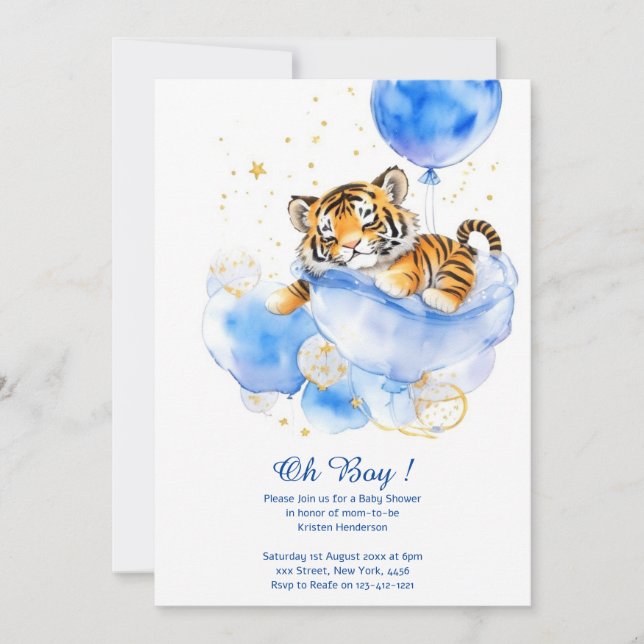 Invitation Baby shower de tigre d'aquarelle (Devant)