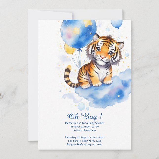 Invitation Baby shower de tigre d'aquarelle (Devant)