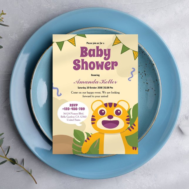 Invitation Baby shower de tigre de bébé mignonne (Créateur téléchargé)