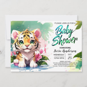 Invitation Baby shower de tigre de Whiskers Aquarelle