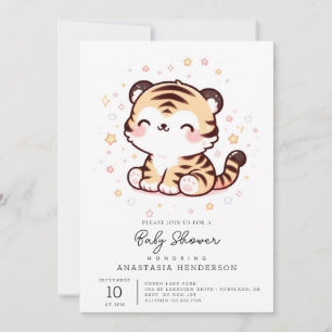 Invitation Baby shower de tigre joli enchanté