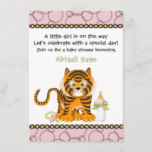Invitation Baby shower de tigre rose pour les fill