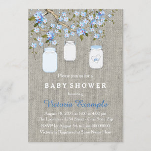 Invitation Baby shower de toile de jute de garçons