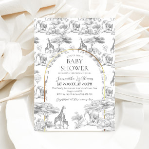 Invitation Baby shower de toile neutre Safari animal élégant