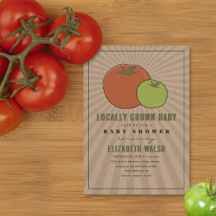 Invitation Baby shower de tomate rouge et vert cultivé locale