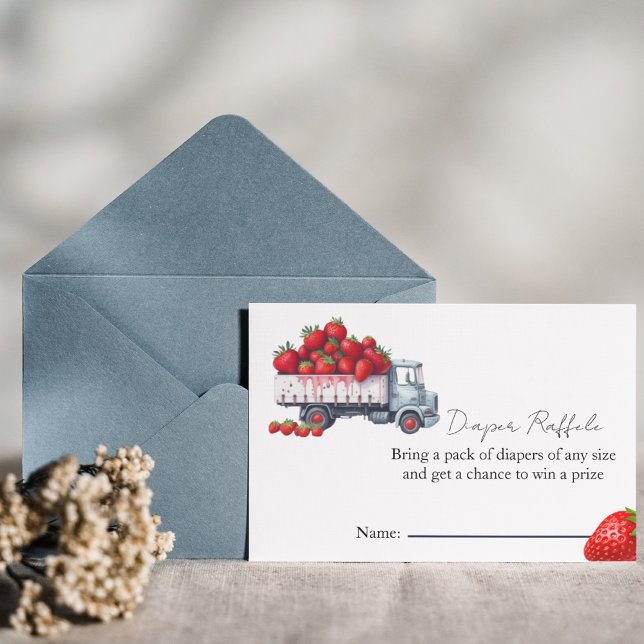 Invitation Baby shower de tombola de fraise d'aquarelle (Créateur téléchargé)