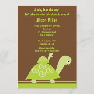 Invitation Baby shower de tortue branchée