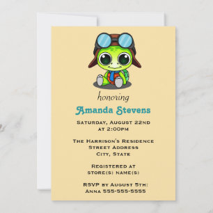 Invitation Baby shower de tortue caricaturale Cute Chibi