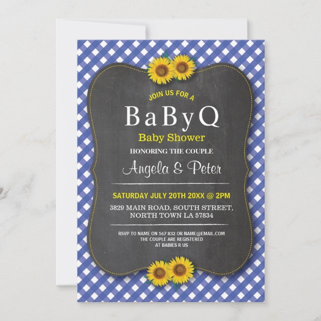 Invitation Baby shower de tournesol BABYQ BBQ Couple Invitati (Devant)
