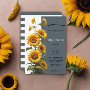Invitation Baby shower de tournesol bleu