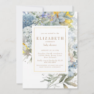 Invitation Baby shower de tournesol bleu Dusty
