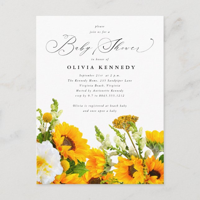 Invitation Baby shower de tournesol | Boho Floral (Devant)
