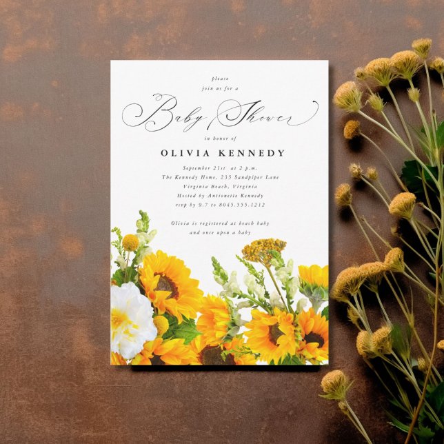 Invitation Baby shower de tournesol | Boho Floral (Sunflower Baby Shower Invitation)