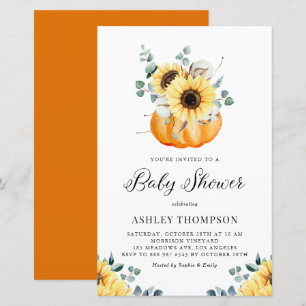 Invitation Baby shower de tournesol Citrouille rus