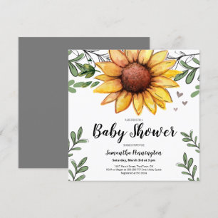 Invitation Baby shower de tournesol d'aquarelle