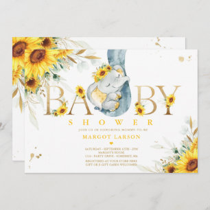 Invitation Baby shower de tournesol d'éléphant neutre selon l