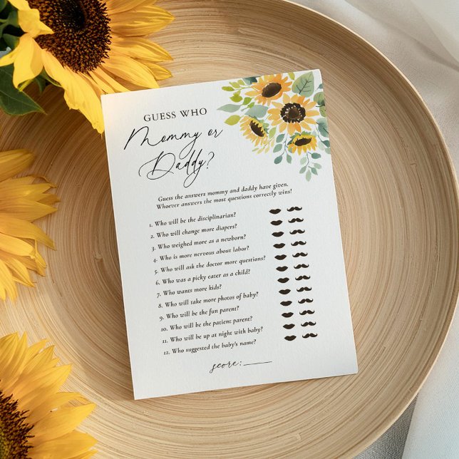 Invitation Baby shower de tournesol Devinez qui maman ou papa (Créateur téléchargé)