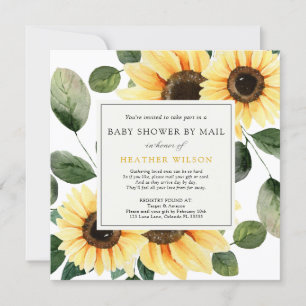 Invitation Baby shower de tournesol et verdure par courrier
