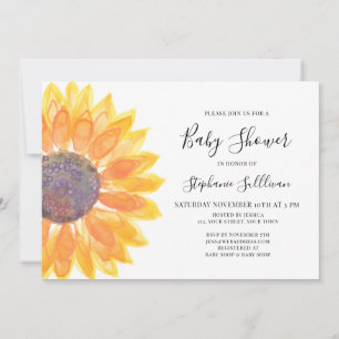 Invitation Baby shower de tournesol jaune