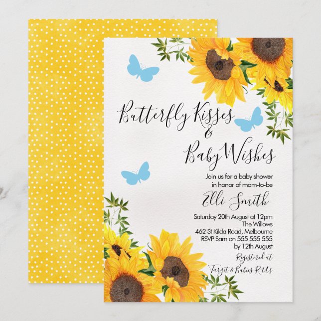 Invitation Baby shower de tournesol moderne (Devant / Derrière)