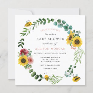 Invitation Baby shower De Tournesol Rose