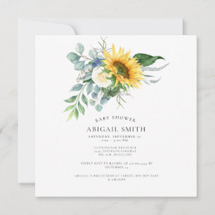 Invitation Baby shower de tournesol simple Carré