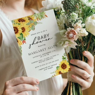 Invitation Baby shower de tournesol verdoyant