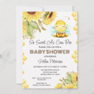 Invitation Baby shower de tournesols d'abeilles neutres selon