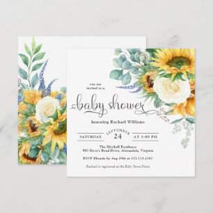 Invitation Baby shower de tournesols d'aquarelle