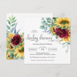 Invitation Baby shower de tournesols d'aquarelle