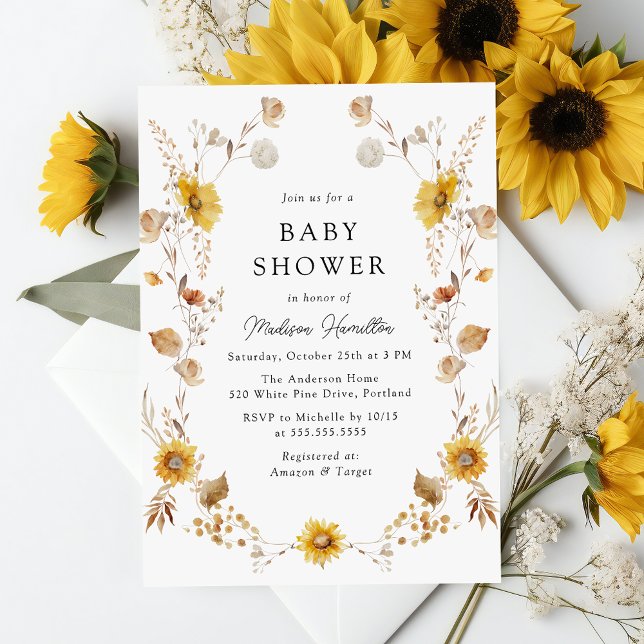 Invitation Baby shower de tournesols d'automne rustique (Créateur téléchargé)